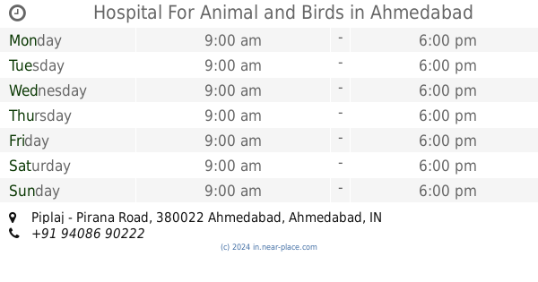opening times. Veterinary care address. Late night Veterinary care Ahmedabad