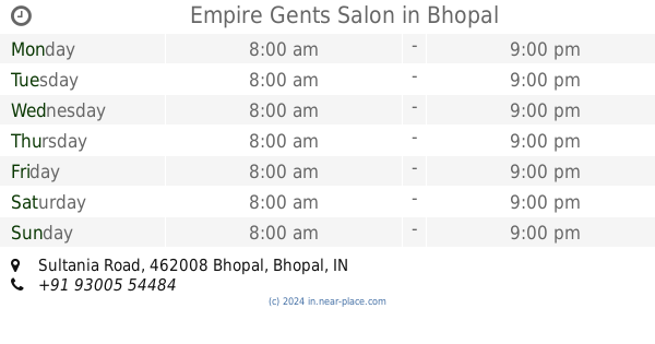 opening times. Hair care address. Late night Hair care Bhopal